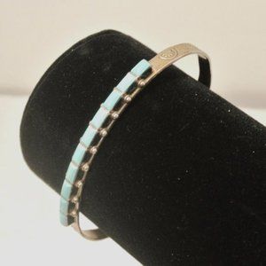 Vintage Signed EVB Zuni Turquoise Sterling Silver Bracelet